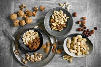 Peanuts, hazelnuts and almonds