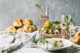 Easter table setting with cocktails