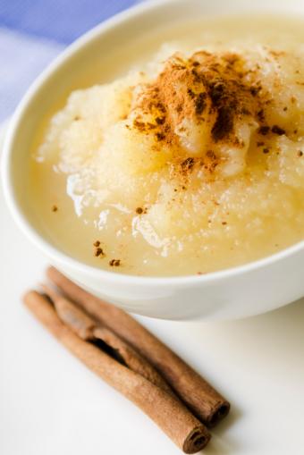 Spiced applesauce with extra cinnamon sprinkled on top