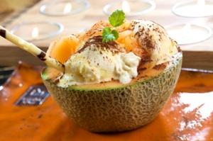 Ice cream in a melon half
