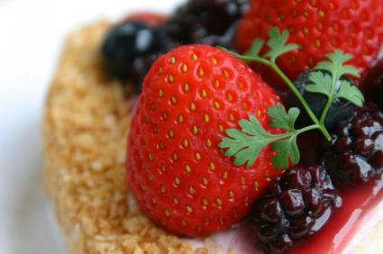 Cake with fresh berries.