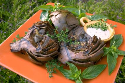 Grilled artichokes