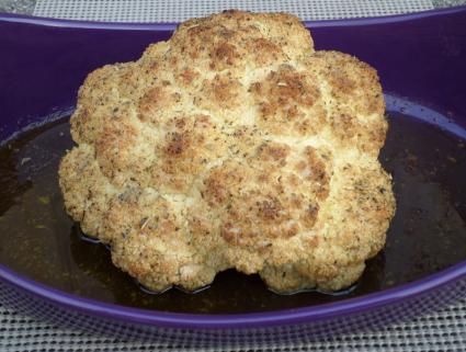 Whole oven-roasted cauliflower