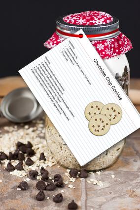 Cookie jar mix with recipe card