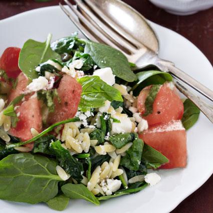Watermelon and feta orzo summer salad