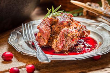 Venison with cranberry sauce