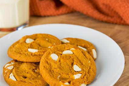 Soft white chocolate pumpkin cookies