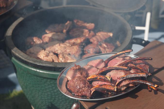 Venison on grill