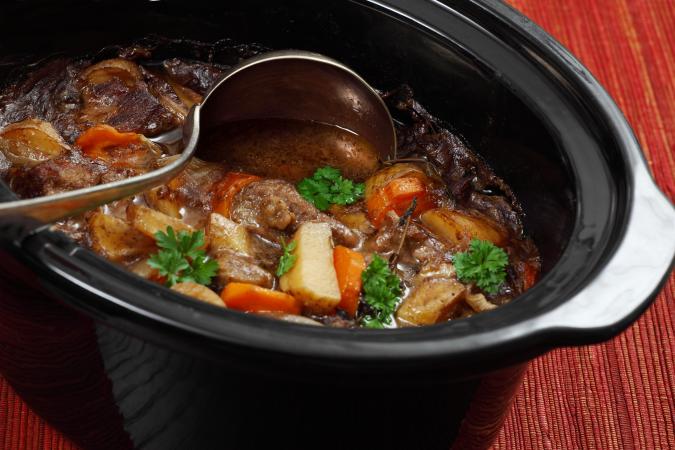 stew in a slow cooker pot