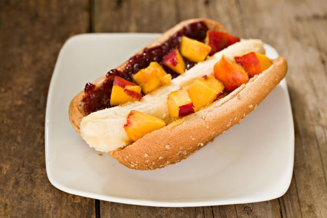 Banana in a hot dog bun