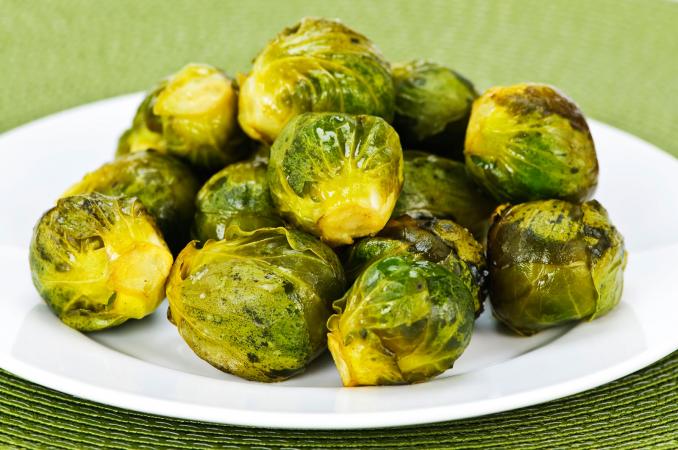 plate of roasted Brussels sprouts