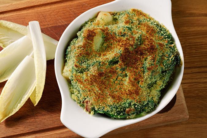 Broccoli casserole in white dish