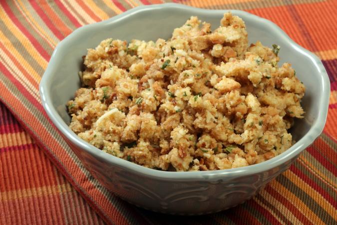 Stuffing in a bowl