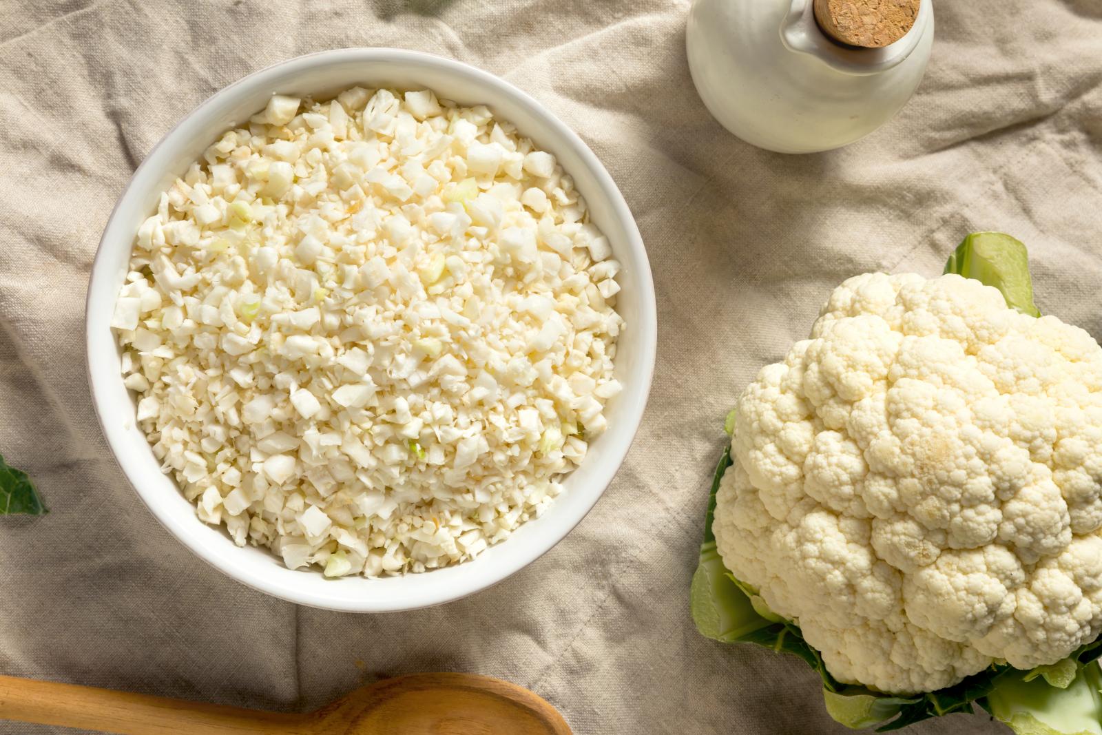 Homemade Organic Raw Cauliflower Rice