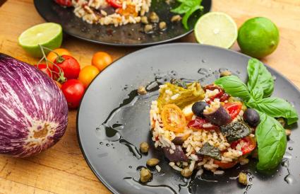 rice salad with fried vegetables