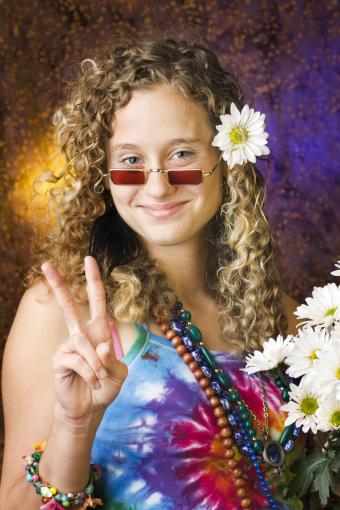 Hippie Teenage Girl Wearing 1960s Psychedelic Style