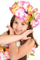 Young girl wearing a lei