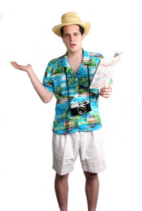 man dressed as tourist