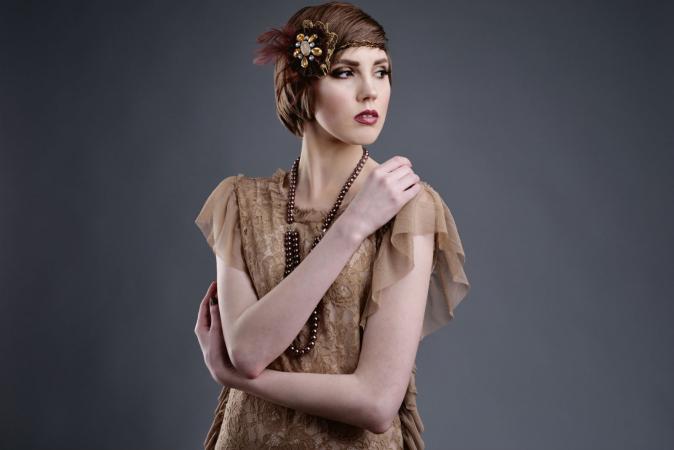 Woman in vintage 20s style clothing