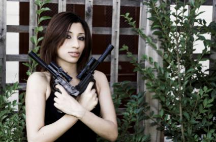 Pistol wielding girl.