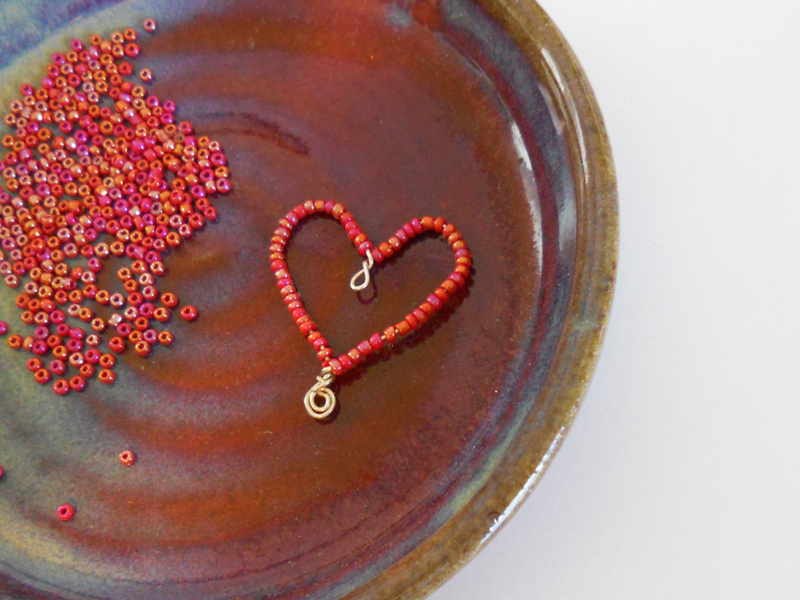 beaded heart keychain