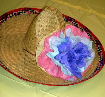 Sombrero with tissue flowers