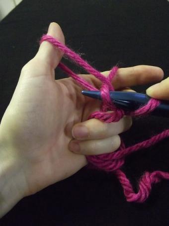 Step four of casting on for knitting