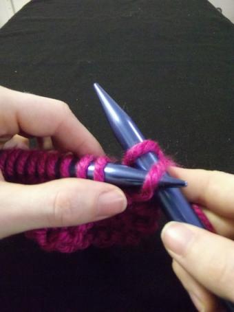 Step two of binding off for knitting