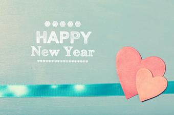 Happy New Year Card with Hearts