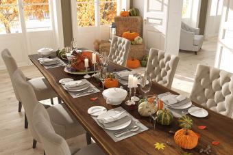 Table set for Thanksgiving dinner