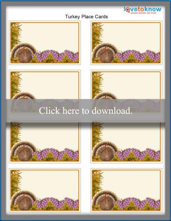 Thanksgiving turkey place cards template