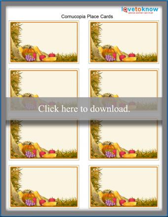 Thanksgiving cornucopia place card template