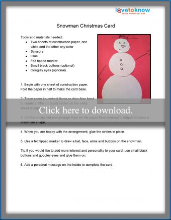 Snowman Christmas card printable pdf