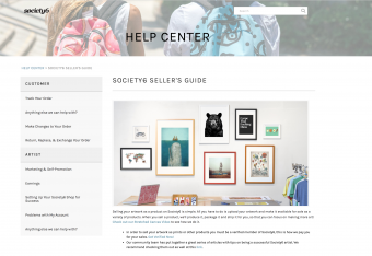 Screenshot of Society6 website