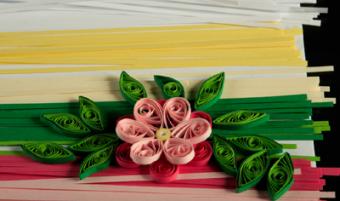 Quilled paper flower and leaves