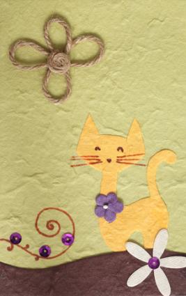 Handmade card with a cat on it; Copyright Piyato at Dreamstime.com