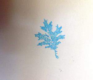 Rubber stamped leaf