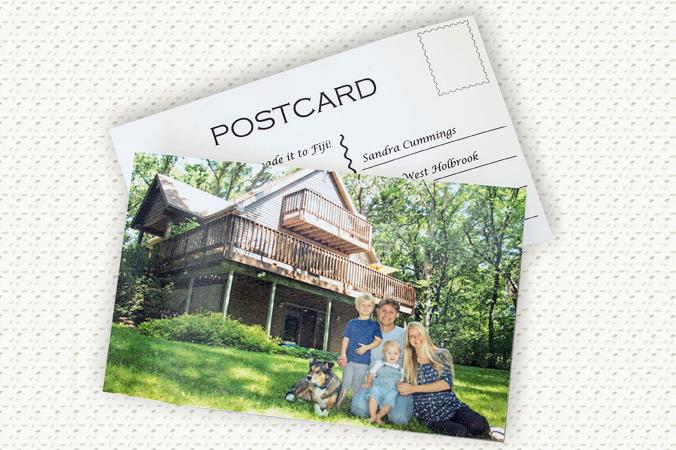 small postcard front and back