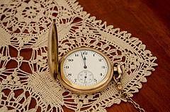 clock on doily