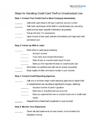 Credit Card Theft Checklist