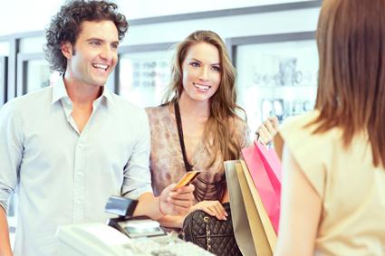 Couple paying with credit card