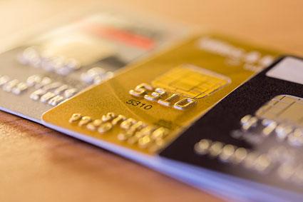 Row of credit cards