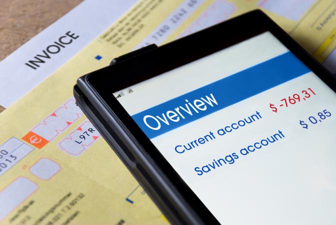 Mobile banking app closeup