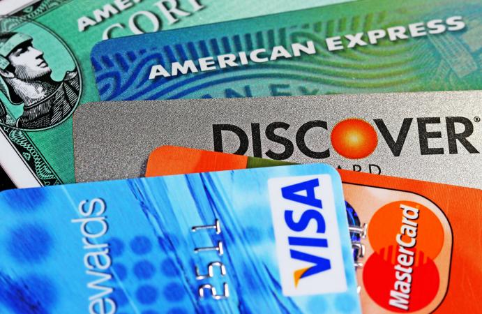 Stack of major credit cards