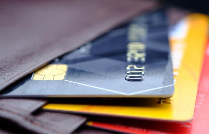 Credit cards in leather wallet