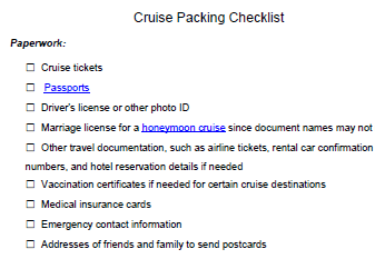 free packing list for cruise ship travel lovetoknow