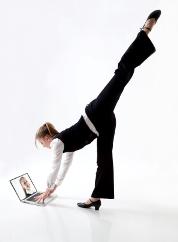 dancer with computer