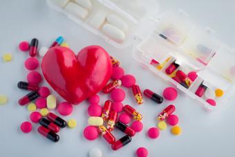 Heart with pills