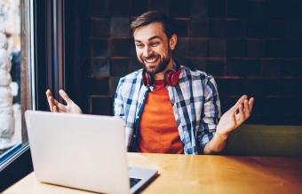 man enjoying video call