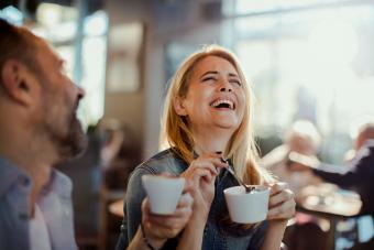 Couple in a Cafe having fun